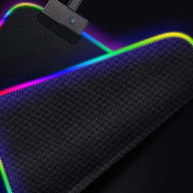 Gaming Mouse Pad, RGB LED Mouse Pad –Soft Surface, Anti-Slip Rubber Base, Mat with 10 Lighting Modes