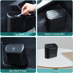 Car Trash Can with Lid, Mini Auto Dustbin Garbage Organizer with 30 Pcs Plastic Trash Bag, Automotive Garbage Container Bin for Vehicle, Home, Office