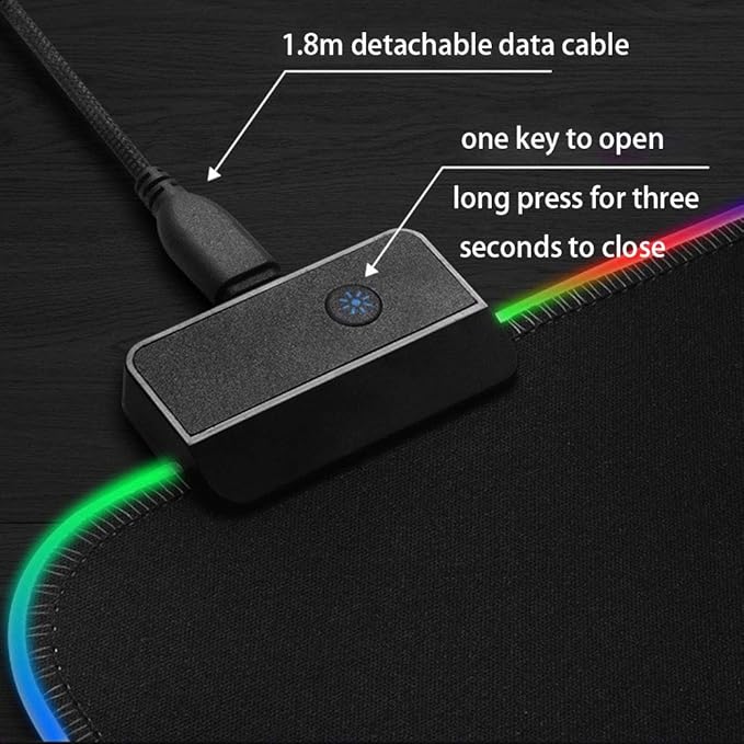 Gaming Mouse Pad, RGB LED Mouse Pad –Soft Surface, Anti-Slip Rubber Base, Mat with 10 Lighting Modes