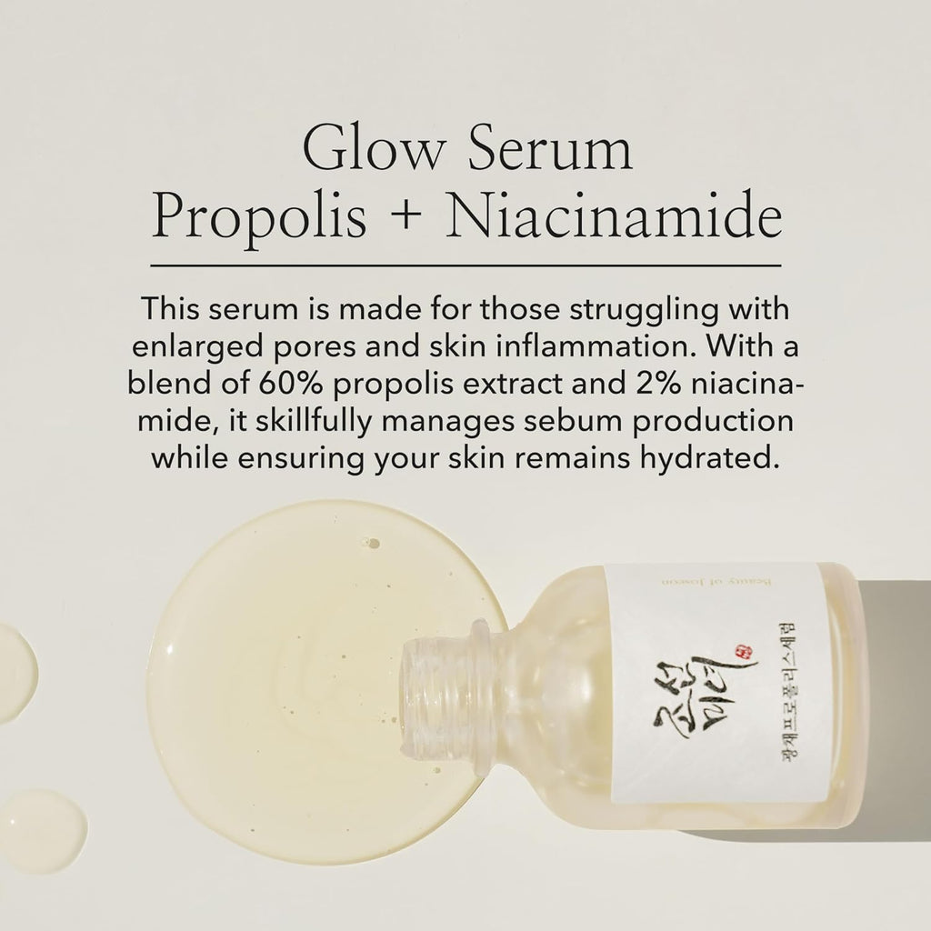 "Beauty of Joseon Glow Serum with Propolis and Niacinamide, 30ml, in elegant packaging."