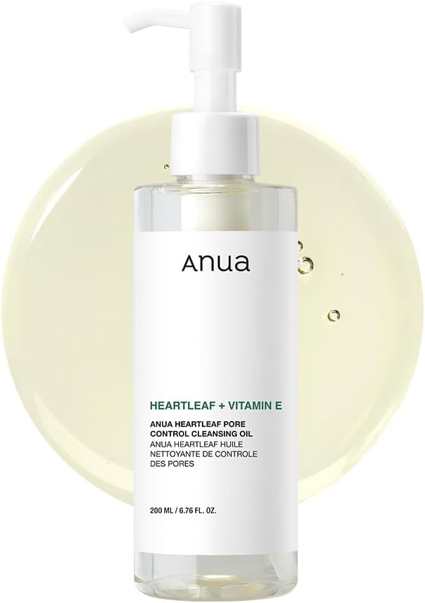 "ANUA Heartleaf Pore Control Cleansing Oil, a Korean facial cleanser for daily makeup and blackhead removal."