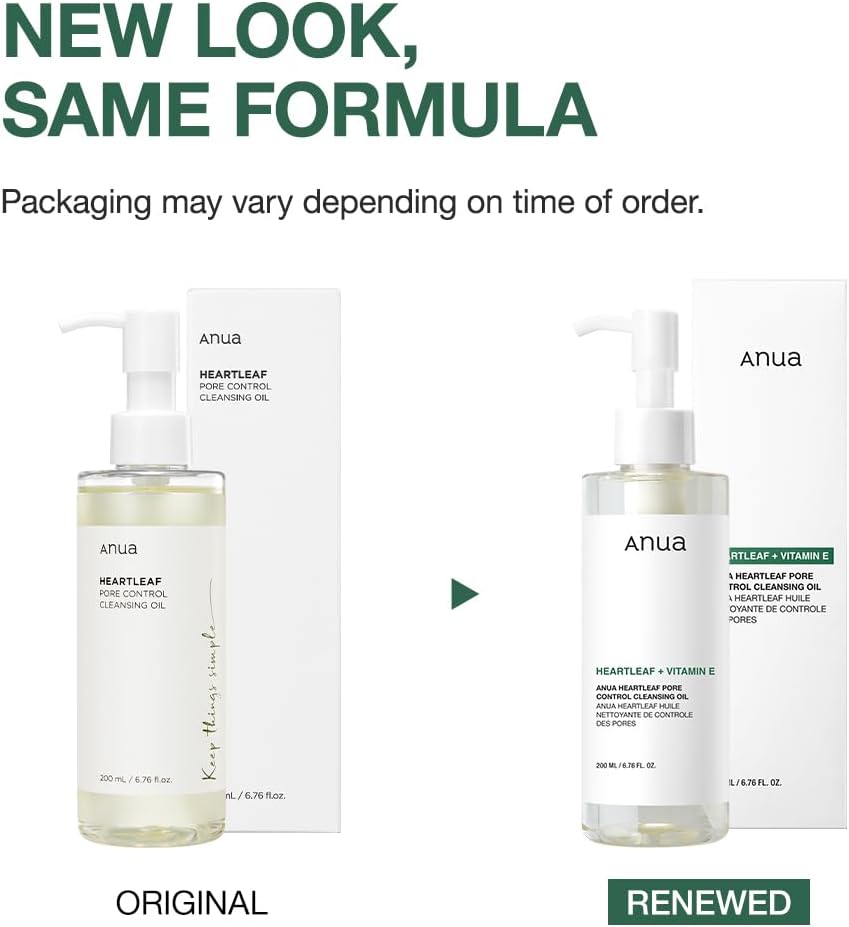 "ANUA Heartleaf Pore Control Cleansing Oil, a Korean facial cleanser for daily makeup and blackhead removal."