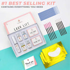 ICONSIGN ESSNS Eyelash Perming Kit with updated formula for salon and home use, full kit displayed.