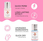 ICONSIGN ESSNS Eyelash Perming Kit with updated formula for salon and home use, full kit displayed.