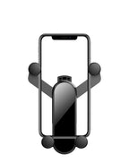 Italian Gravity Car Phone Holder in black, showcasing its stable and non-slip design for all smartphones. Black Italian Gravity Car Phone Holder installed on a car air vent, providing easy access to your device.