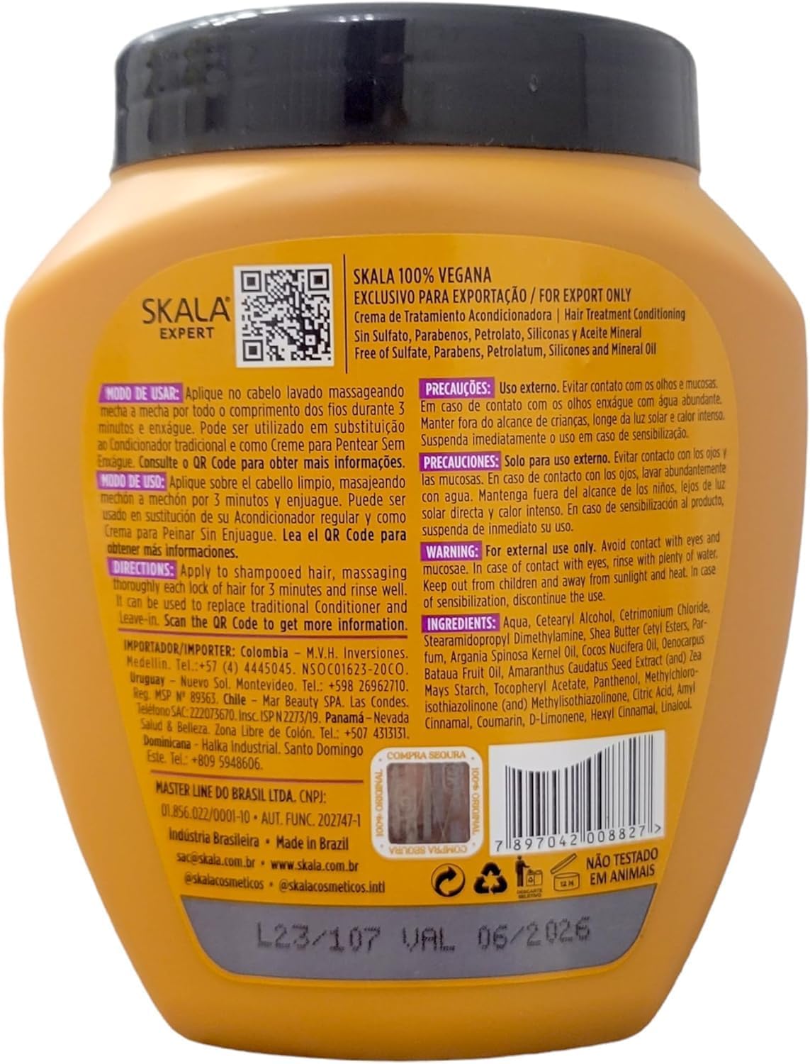 SKALA Expert More Curly 2-in-1 Hair Treatment with Argan, Coconut & Patauá Oil, 1kg jar. SKALA Expert 2-in-1 product for use as a hair mask or conditioner, enriched with natural oils.