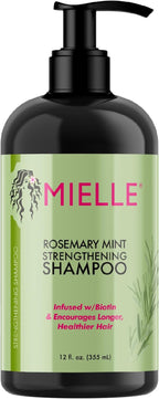 Mielle Organics shampoo for cleansing, strengthening, and promoting healthy hair growth. Nourishing and invigorating shampoo infused with rosemary, mint, and biotin by Mielle Organics.