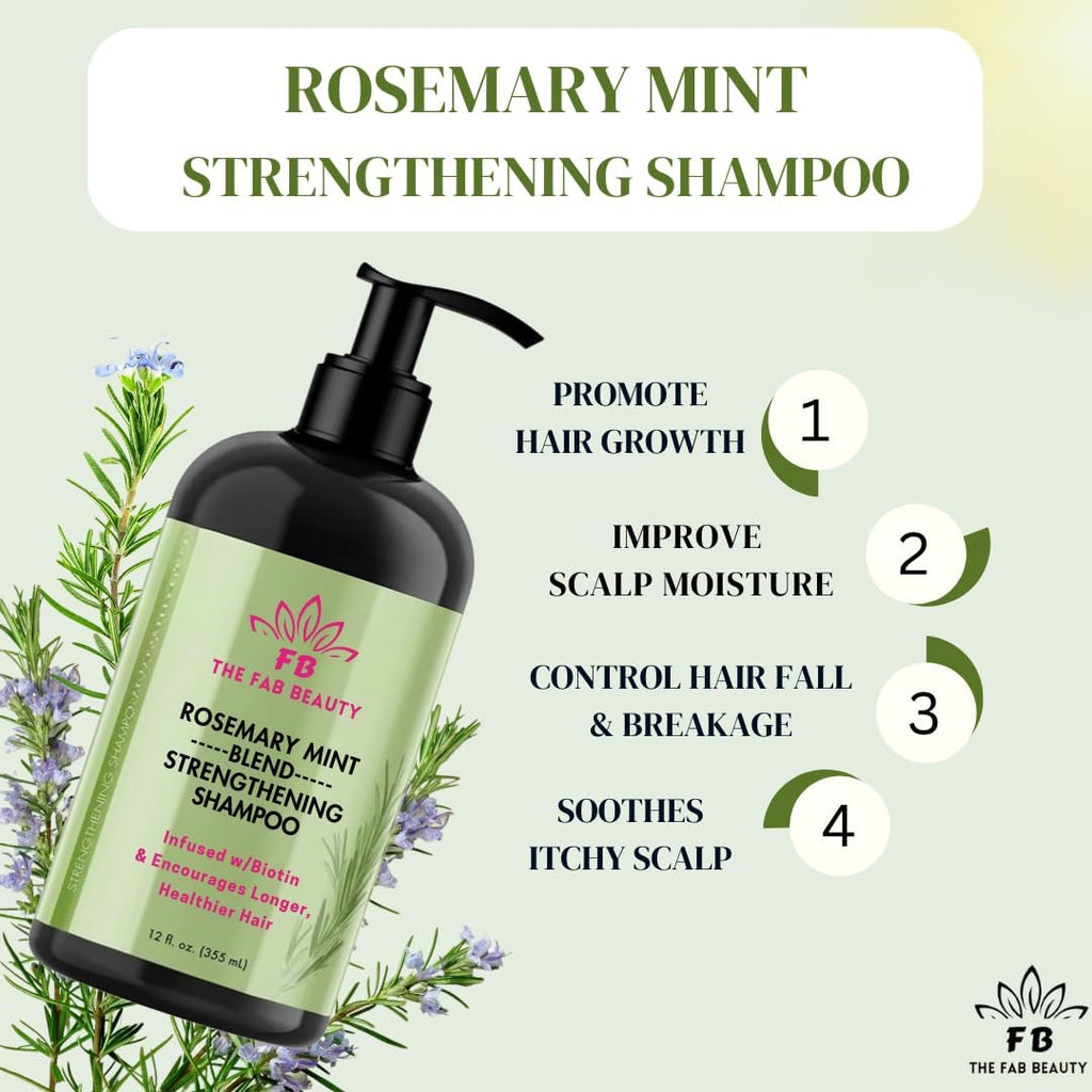 Mielle Organics shampoo for cleansing, strengthening, and promoting healthy hair growth. Nourishing and invigorating shampoo infused with rosemary, mint, and biotin by Mielle Organics.