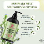Mielle Organics shampoo for cleansing, strengthening, and promoting healthy hair growth. Nourishing and invigorating shampoo infused with rosemary, mint, and biotin by Mielle Organics.