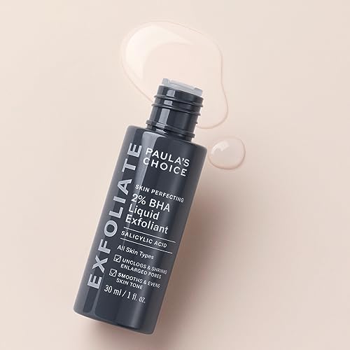  "Paula's Choice SKIN PERFECTING 2% BHA Liquid Exfoliant, 30ml bottle for blackhead and pore care."