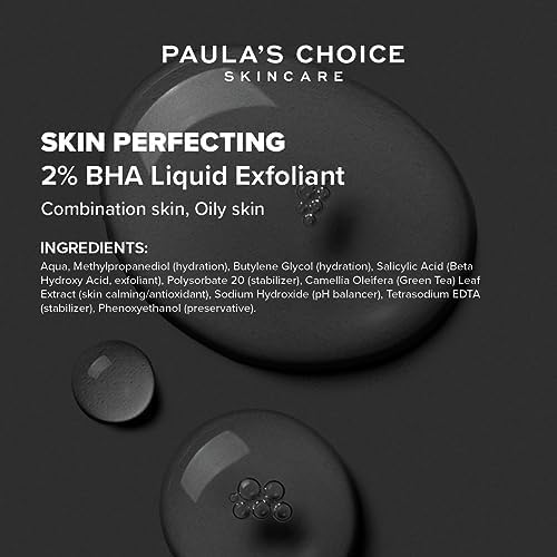  "Paula's Choice SKIN PERFECTING 2% BHA Liquid Exfoliant, 30ml bottle for blackhead and pore care."