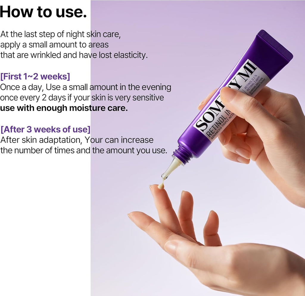 "SOME BY MI Retinol Intense Advanced Triple Action Eye Cream & Serum in sleek packaging."