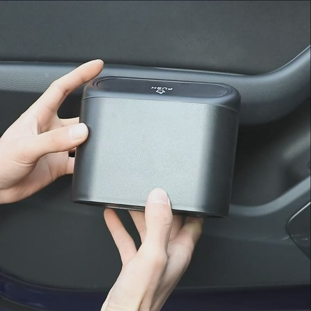 Car Trash Can with Lid, Mini Auto Dustbin Garbage Organizer with 30 Pcs Plastic Trash Bag, Automotive Garbage Container Bin for Vehicle, Home, Office